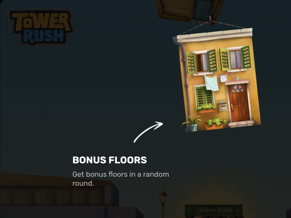 Tower Rush official gameplay screenshot showing a bonus floor